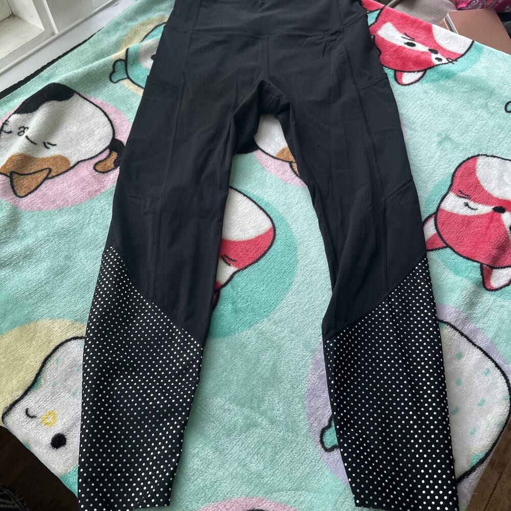 Zyia Light N Tight Leggings Women 6-8 Black Reflective Speckled High Rise Pocket